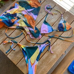 Bright bikini 3 piece with sarong!!!
